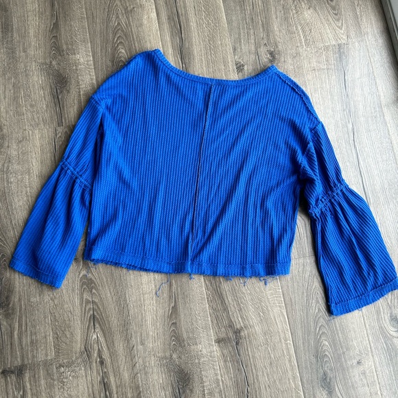 2/$60 Free People we the free royal blue small flare ballon lantern sleeve boho - Picture 5 of 9